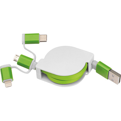 Ausziehbares Ladekabel 3in1, grün