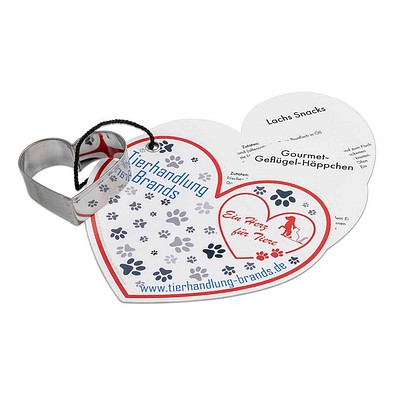 Backförmchen mit Leckerli-Rezeptblock Herz, 1-seit. Druck