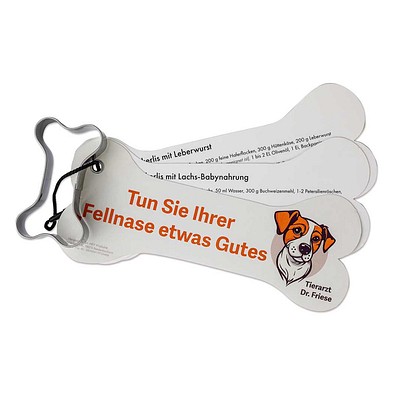 Backförmchen mit Rezeptblock, Knochen, 1-seit. Druck