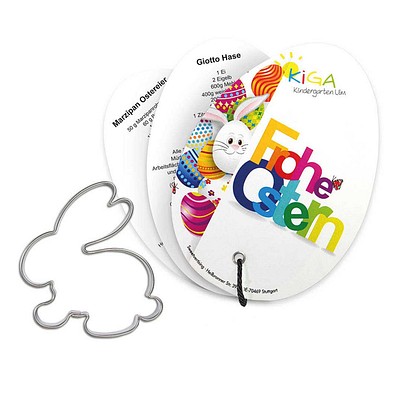 Backförmchen mit Rezeptblock Osterei, Hase 2, 1-seit. Druck