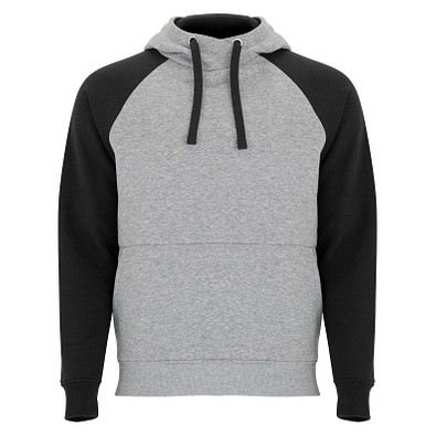 Badet zweifarbiger Kapuzenpullover für Kinder, heather grau / schwarz, 5/6