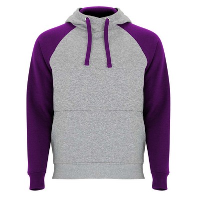 Badet zweifarbiger Kapuzenpullover für Kinder, heather grau / lila, 5/6
