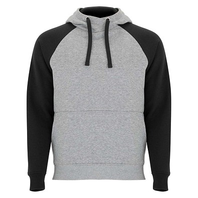 Badet zweifarbiger Kapuzenpullover für Kinder, heather grau / schwarz, 7/8