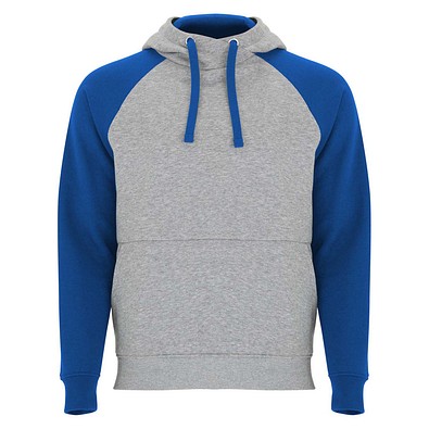 Badet zweifarbiger Kapuzenpullover für Kinder, heather grau / royalblau, 7/8