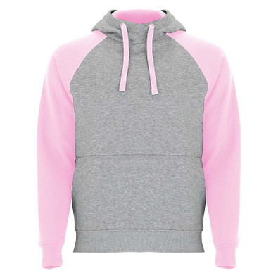 Badet zweifarbiger Kapuzenpullover für Kinder, heather grau / hellrosa, 7/8