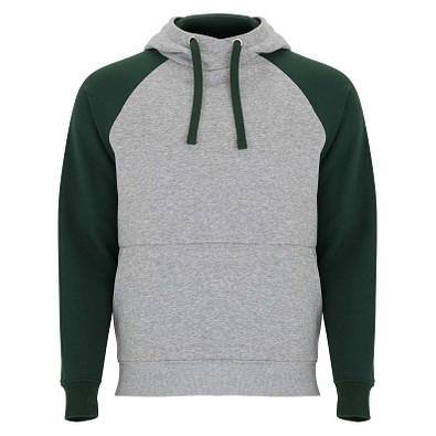 Badet zweifarbiger Kapuzenpullover für Kinder, heather grau / dunkelgrün, 7/8