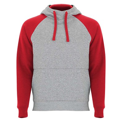 Badet zweifarbiger Kapuzenpullover für Kinder, heather grau / rot, 7/8