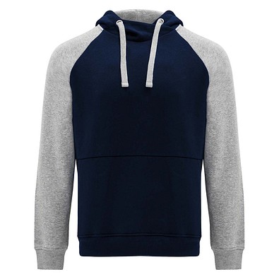 Badet zweifarbiger Kapuzenpullover für Kinder, Navy Blue / heather grau, 7/8