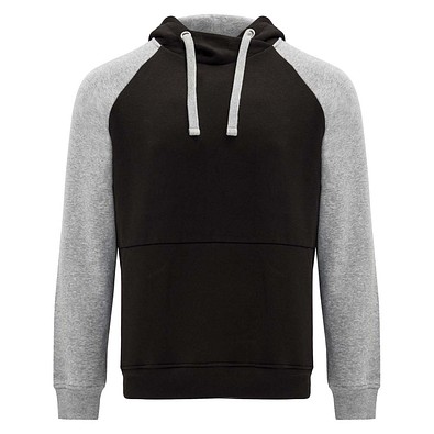 Badet zweifarbiger Kapuzenpullover für Kinder, schwarz / heather grau, 5/6