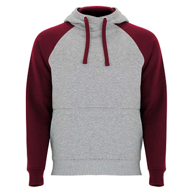 Badet zweifarbiger Kapuzenpullover Unisex, heather grau / Garnet, 2XL