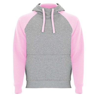 Badet zweifarbiger Kapuzenpullover Unisex, heather grau / hellrosa, 3XL