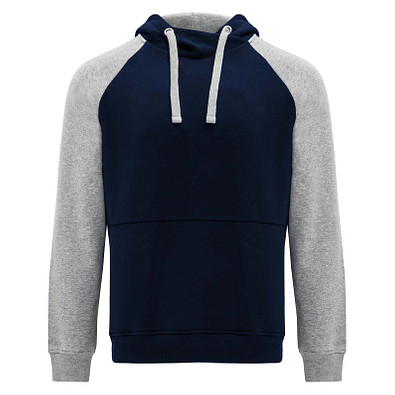 Badet zweifarbiger Kapuzenpullover Unisex, Navy Blue / heather grau, 3XL