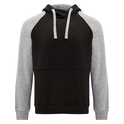 Badet zweifarbiger Kapuzenpullover Unisex, schwarz / heather grau, 3XL