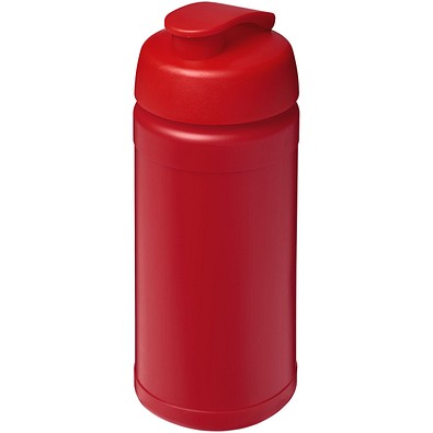 Baseline 500 ml recycelte Sportflasche mit Klappdeckel, rot