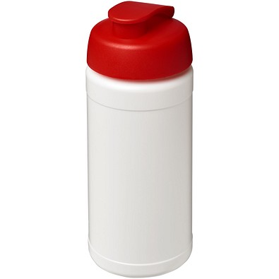 Baseline® Plus 500 ml Sportflasche mit Klappdeckel, weiß/rot
