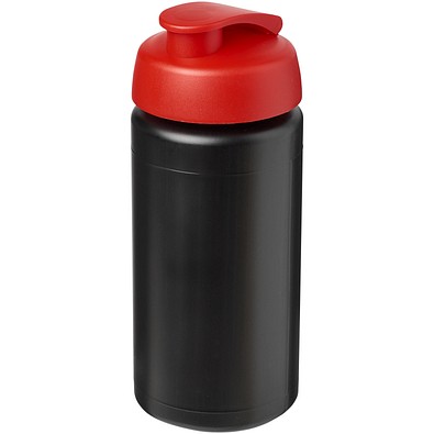 Baseline® Plus grip 500 ml Sportflasche mit Klappdeckel, schwarz/rot