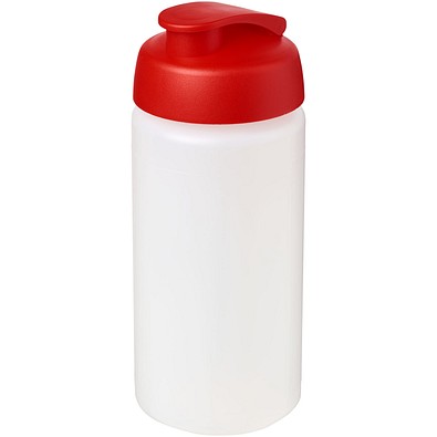 Baseline® Plus grip 500 ml Sportflasche mit Klappdeckel, transparent/rot