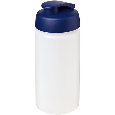 Baseline® Plus grip 500 ml Sportflasche mit Klappdeckel, transparent/blau