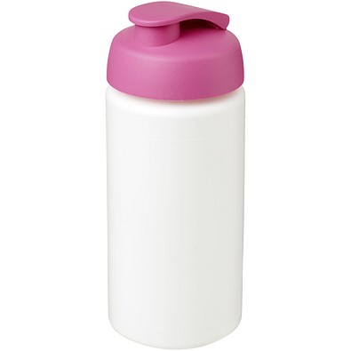 Baseline® Plus grip 500 ml Sportflasche mit Klappdeckel, weiß/rosa