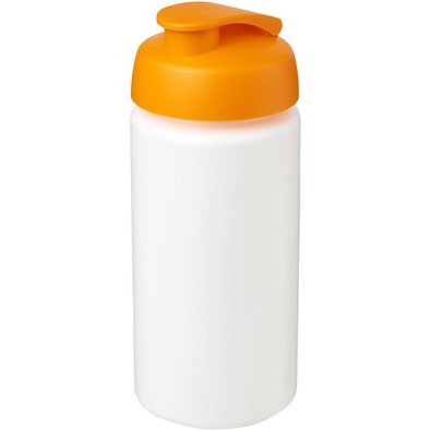 Baseline® Plus grip 500 ml Sportflasche mit Klappdeckel, weiß/orange