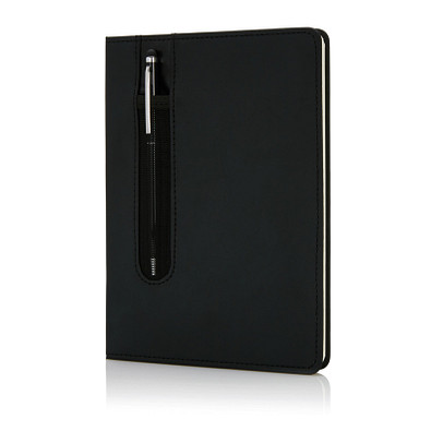 XD COLLECTION Notizbuch mit Stylus-Stift Basic Hardcover PU, DIN A5, liniert, schwarz