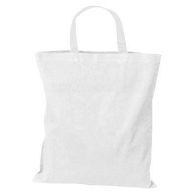 Einkaufstasche Baumwolle, kurze Henkel, weiß