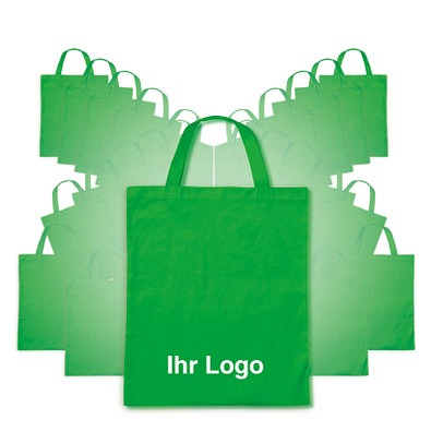 Werbe-Sparset: Baumwolltaschen, 100-tlg., inkl. Druck, kurze Henkel, apfelgrün