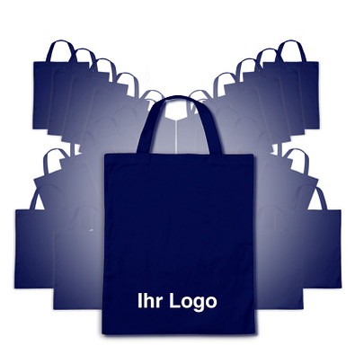 Werbe-Sparset: Baumwolltaschen, 100-tlg., inkl. Druck, kurze Henkel, navyblau