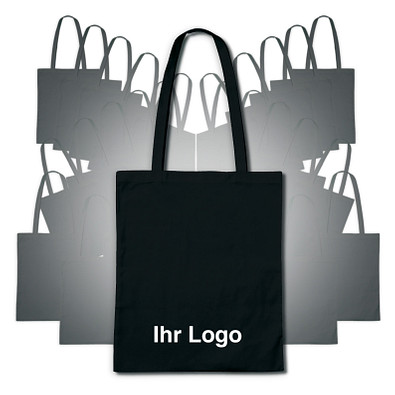 Werbe-Sparset: Baumwolltaschen, 100-tlg., inkl. Druck, lange Henkel, schwarz