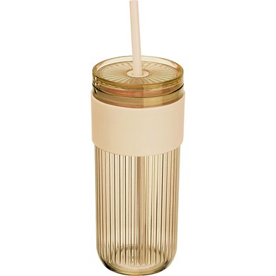Becher mit Trinkhalm, 660ml SOLEDAD, beige