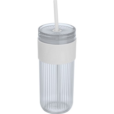 Becher mit Trinkhalm, 660ml SOLEDAD, weiß