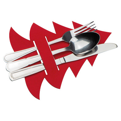 Besteckset in Christbaumoptik, rot