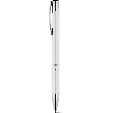 BETA BK. Aluminium-Kugelschreiber mit Clip, Weiß