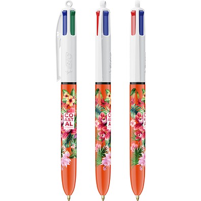 BIC® 4 Colours® Feiner Kugelschreiber Weiß/Orange