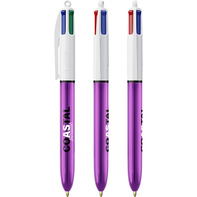 BIC® 4 Colours® Shine Kugelschreiber Weiß/Lilametallic