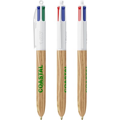BIC® 4 Colours® Wood Style Weiß/Naturholz