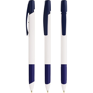BIC® Media Clic Grip Ecolutions® Kugelschreiber Weiß/Marineblau Blaue Tinte