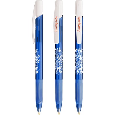 BIC® Media Clic Grip Kugelschreiber Gefrostetes Dunkelblau/Gefrostetes Weiß Blaue Tinte