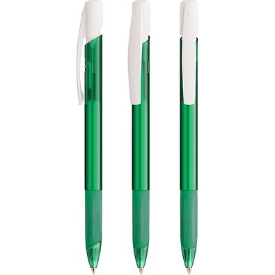 BIC® Media Clic Grip Kugelschreiber Gefrostetes Dunkelgrün/Gefrostetes Weiß Blaue Tinte