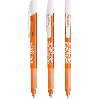 BIC® Media Clic Grip Kugelschreiber Gefrostetes Orange/Gefrostetes Weiß Blaue Tinte