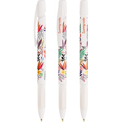 BIC® Media Clic Grip Kugelschreiber Weiß/Gefrostetes Weiß Blaue Tinte