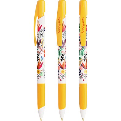 BIC® Media Clic Grip Kugelschreiber Weiß/Gelb Blaue Tinte