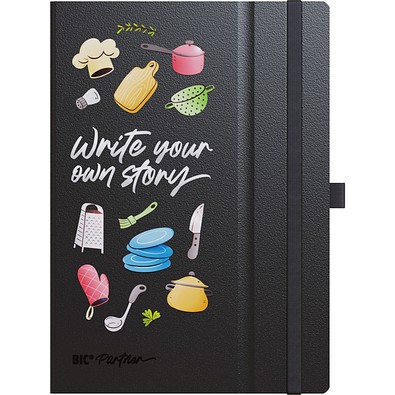 BIC® Partner A5 Hard Cover Schwarz Liniertes Papier