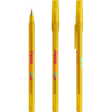 BIC® Round Stic® Ballpen Gefrostetes Gelb Blaue Tinte
