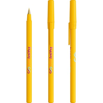 BIC® Round Stic® Ballpen Gelb Blaue Tinte
