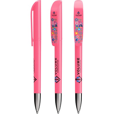 BIC® Super Clip Advance Ballpen Säurerosa Blaue Tinte