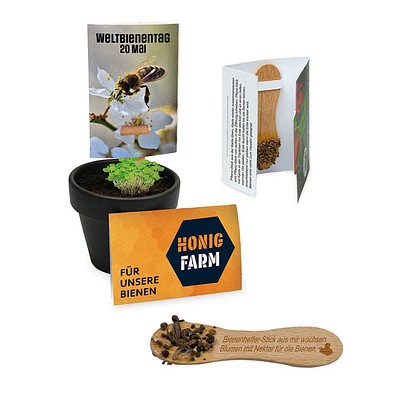 Bienenhelfer-Stick mit Samen, mit Standardgravur, 1-seit. Druck