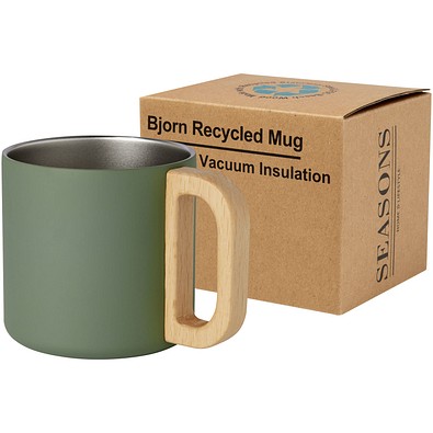 Bjorn RCS-zertifizierter Becher aus recyceltem Edelstahl mit Kupfer-Vakuumisolierung, 360 ml, heather grün