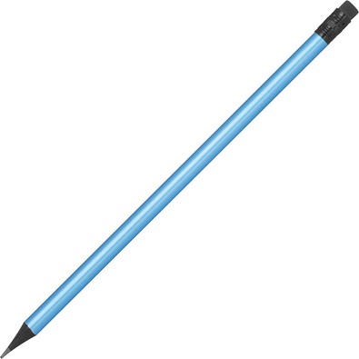 Bleistift mit Radiergummi in Metallic-Farben, hellblau