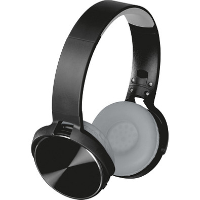 Bluetooth Kopfhörer mit Metallplatten auf den Ohrmuscheln, schwarz